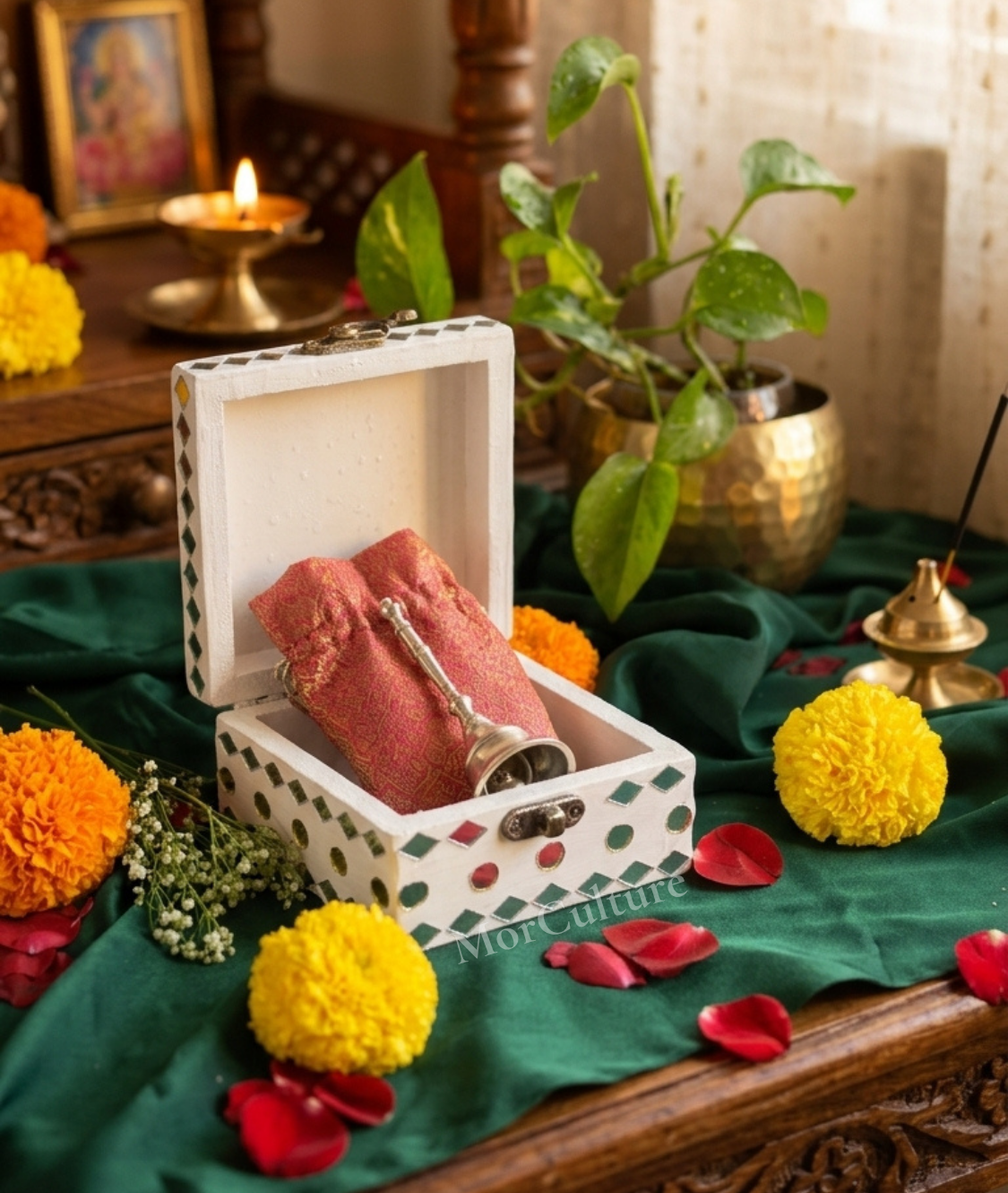 Square Shagun Box Silver and Gold