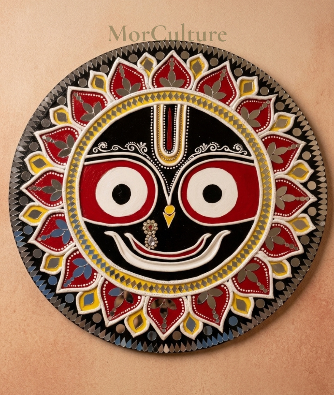 Jaganarth, Subhadra and Balram (3 frames lippan art)