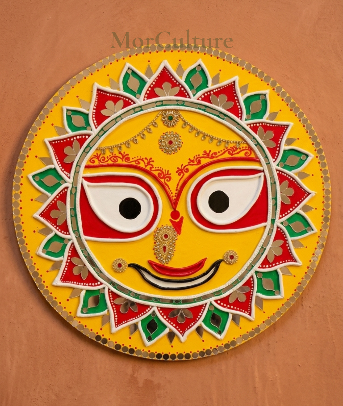 Jaganarth, Subhadra and Balram (3 frames lippan art)