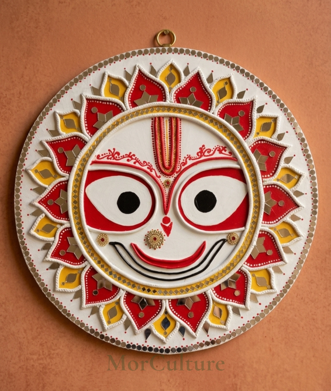 Jaganarth, Subhadra and Balram (3 frames lippan art)